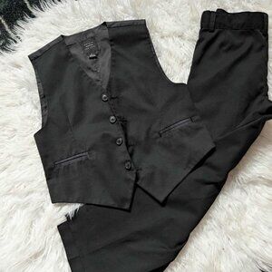 Boys Kids Black Matching Vest and pants formal suit outfit sz 4 yrs  (S)